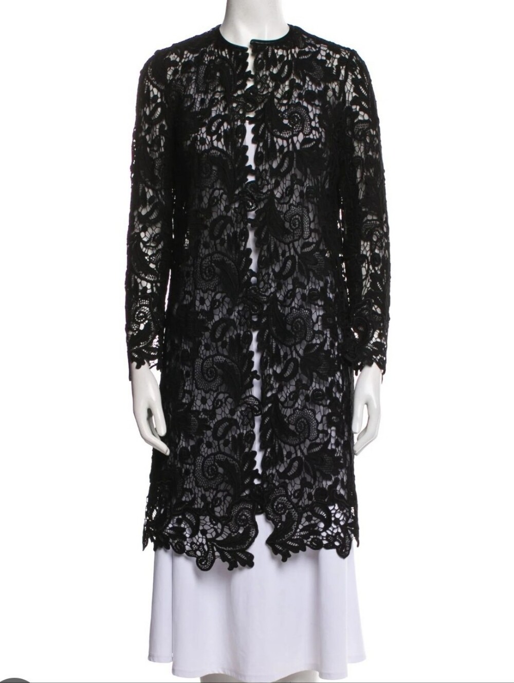 Ralph Lauren Black Lace Open Front Jacket Duster Whimsy Luxury Old Money Evening